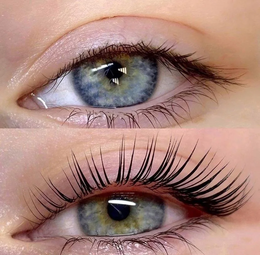 Lifting de pestañas antes y después en Opulent Esthetic